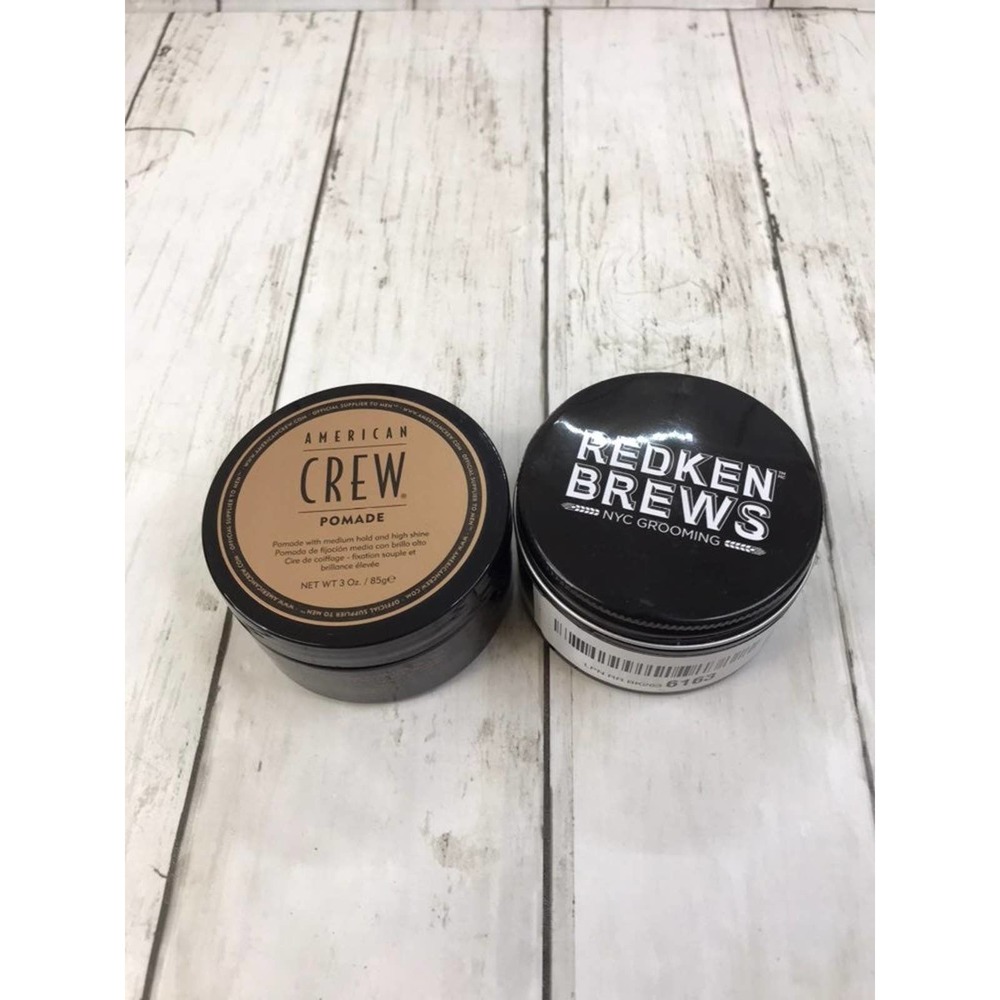 redken brews pomade and american crew